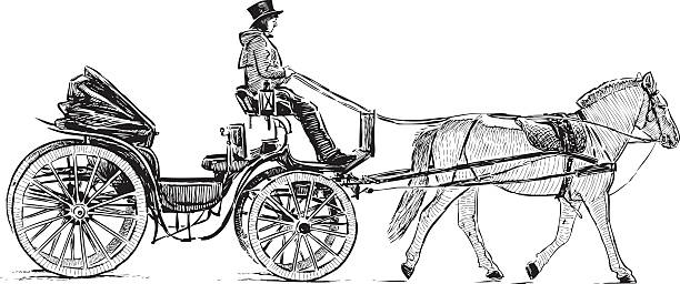 tourist carriage Vector drawing of a vintage crew for the tourists. carriage stock illustrations