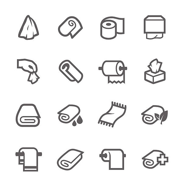 Towels and Napkins Icons Simple Set of Towels and Napkins Related Vector Icons for Your Design. handkerchief stock illustrations