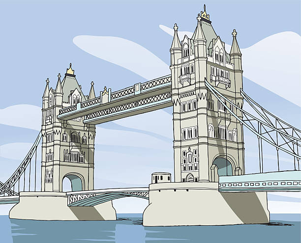 stockillustraties, clipart, cartoons en iconen met tower bridge, london - south bank london