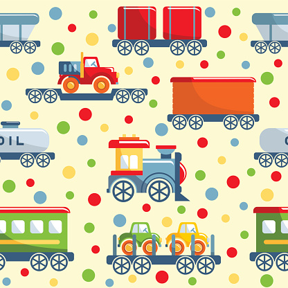 Toys railway seamless pattern