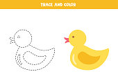 istock Trace and color rubber duck. Worksheet for children. 1398992463