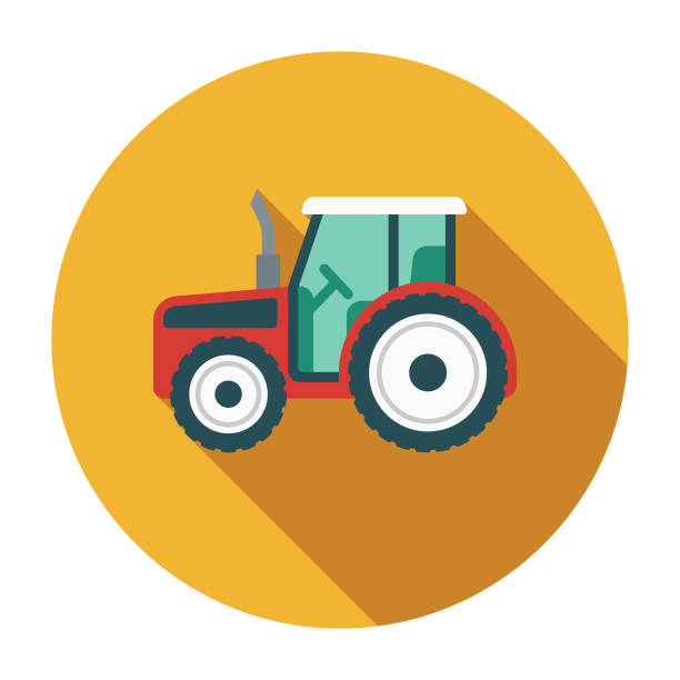 ilustrações, clipart, desenhos animados e ícones de trator design plano agricultura ícone - trator