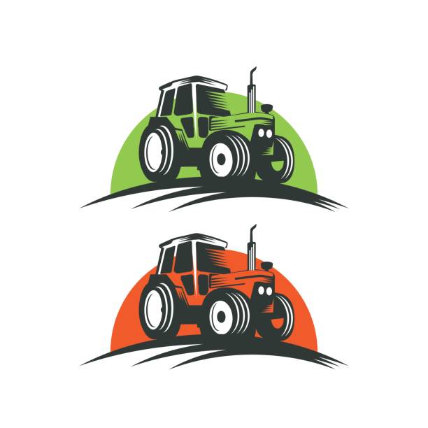 traktor-logo - traktor stock-grafiken, -clipart, -cartoons und -symbole