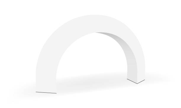 messe-ausstellung runden bogen banner isoliert auf weißem hintergrund - bogen architektonisches detail stock-grafiken, -clipart, -cartoons und -symbole