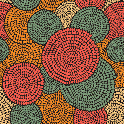 Traditional African Ornament with warm swirls. Seamless vector pattern.