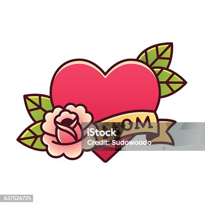 istock Traditional Mom heart rose tattoo 637526724