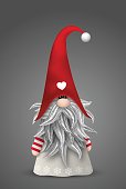 Nisser in Norway and Denmark, Tomtar in Sweden or Tonttu in Finnish, Scandinavian folklore traditional elves, nordic christmas motive, vector illustration, eps 10 with transparency