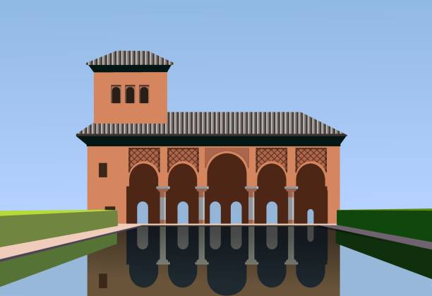 traditional vector andalusian building vector art illustration