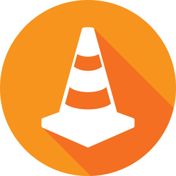 Traffic Cone Icon Silhouette 1 Vector illustration of an orange traffic cone icon in flat style. warning sign illustrations stock illustrations