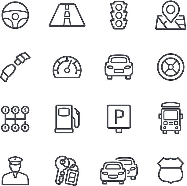 Traffic Icons Line traffic icons gas pump stock illustrations