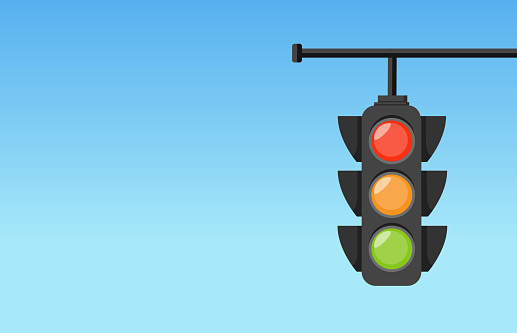 Traffic light empty banner. Safety concept. Road sign. Vector stock.