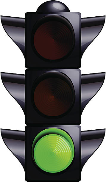 Traffic light on green vector art illustration