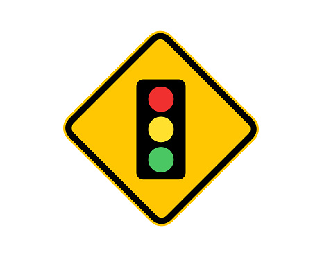 Traffic lights ahead road sign vestor illustration