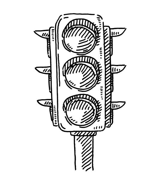 illustrazioni stock, clip art, cartoni animati e icone di tendenza di disegno dei simboli dei semafori - semaforo