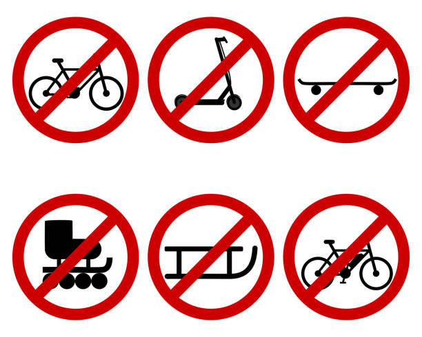 各種運動專案的交通禁止標誌 - 單線滾軸溜冰鞋 幅插畫檔、美工圖案、卡通及圖標
