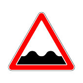 Traffic-Road Sign: Indicating Speed Bumps or Uneven Road