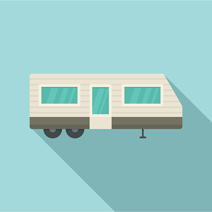 Trailer house icon, flat style