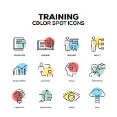 Training icons. Vector line icons set. Premium quality. Modern outline symbols and pictograms.