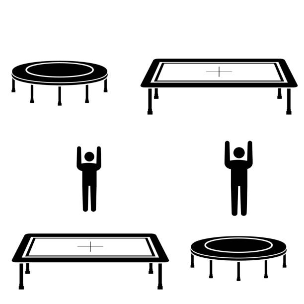 illustrazioni stock, clip art, cartoni animati e icone di tendenza di icona trampolino isolata su sfondo bianco - tappeto elastico