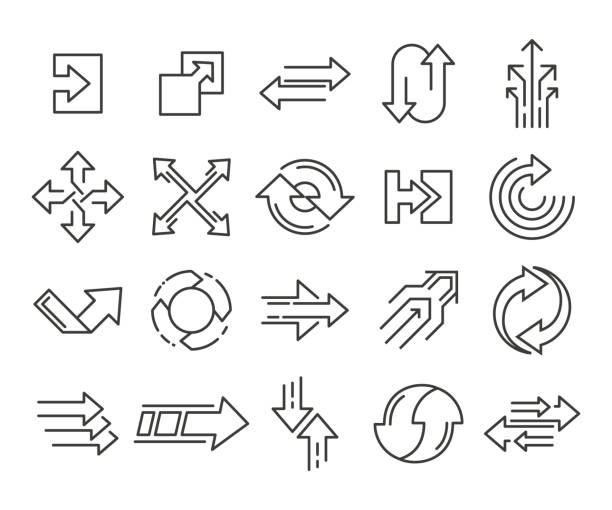 Transform, Action, Directions and Arrows Icons vector art illustration