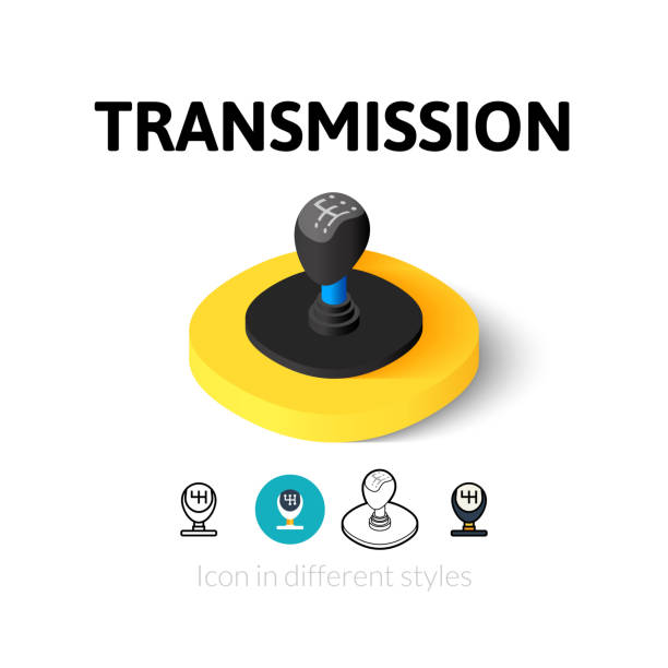 Transmission icon in different style Transmission icon, vector symbol in flat, outline and isometric style shift knob stock illustrations