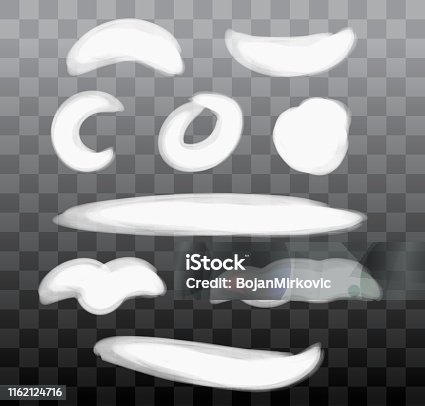 istock Transparent brush strokes. Can be used as smoke, clouds... Vector 1162124716