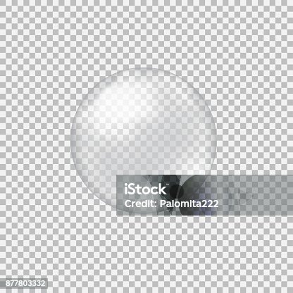 istock Transparent glass sphere with glares and highlights 877803332