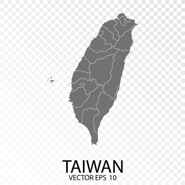 Transparent - Grey Map of Taiwan. Transparent - Grey Map of Taiwan. vector illustration eps 10. taiwan stock illustrations