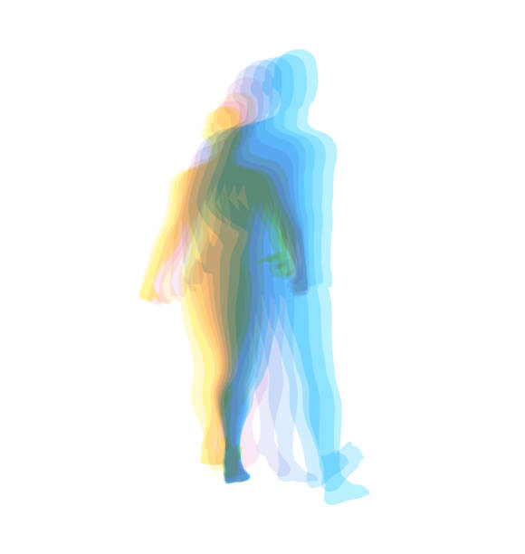 Transparent overlapping colors silhouettes. Walking man. Animation frames. Vector illustration for print, web site, poster, placard or wallpaper. Transparent overlapping colors silhouettes. Walking man. Animation frames. Vector illustration for print, web site, poster, placard or wallpaper. abstract silhouettes stock illustrations