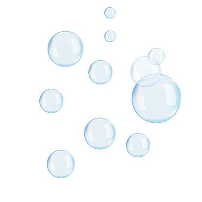 Transparent water realistic glass bubbles. Bubbles JPG. Vector JPG.