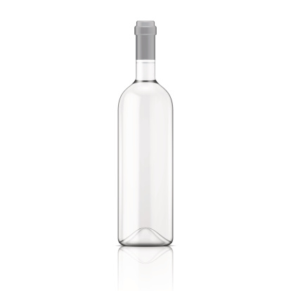 Transparent wine bottle.