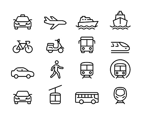 Set of Public Transportation Line Icons