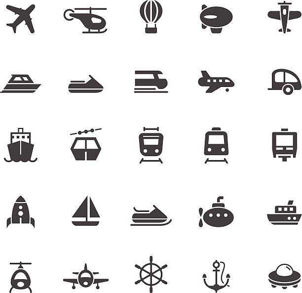 stockillustraties, clipart, cartoons en iconen met transport icons on white background - train travel