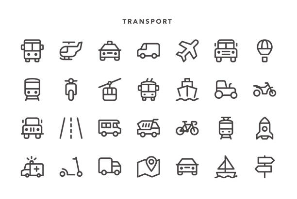 illustrations, cliparts, dessins animés et icônes de icônes de transport - mobilité