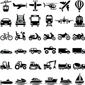 Transport icon collection - vector silhouette illustration