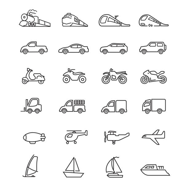 ilustrações, clipart, desenhos animados e ícones de ícones de transporte - speed boat versus sail boat