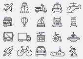 Transportation Vehicles Line Icons