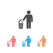 Trash icon set isolated on a white background. Vector illustration