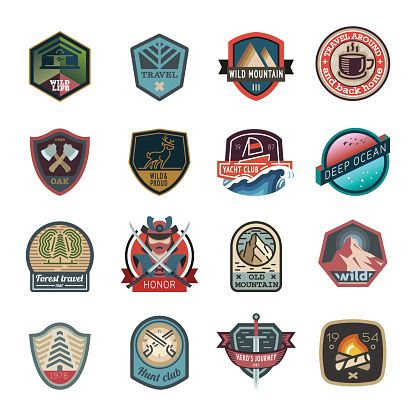 Travel, nature, hiking, hipster  icon set