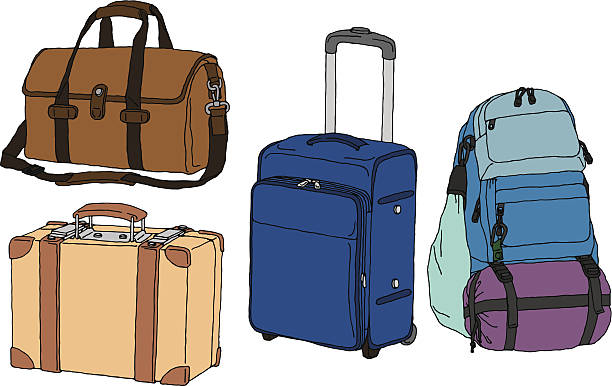 stockillustraties, clipart, cartoons en iconen met travel bag - packing suitcase
