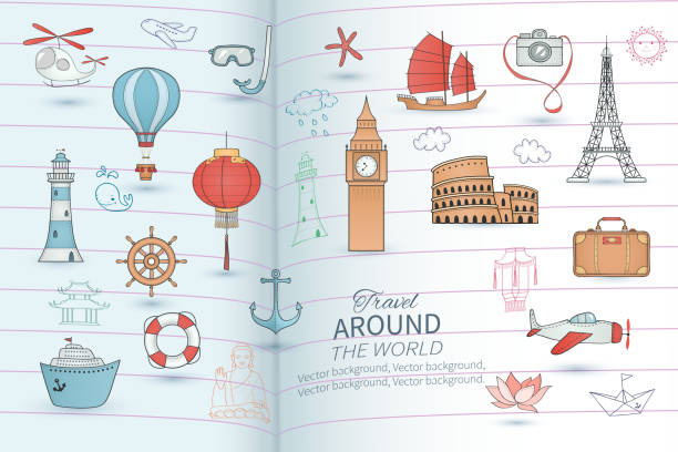 illustrations, cliparts, dessins animés et icônes de carte de voyage. - eiffel helicopter