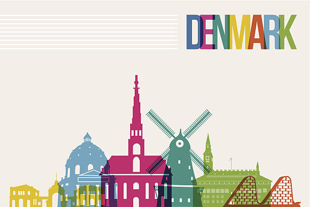 travel denmark destination landmarks skyline background - copenhagen 幅插畫檔、美工圖案、卡通及圖標