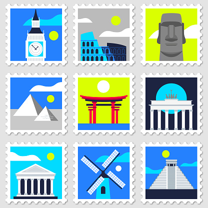 travel destination stamps