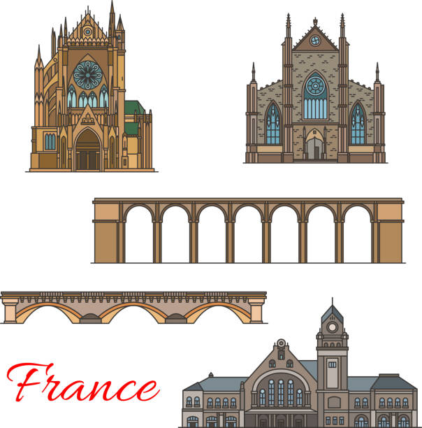 bildbanksillustrationer, clip art samt tecknat material och ikoner med resor landmärke för frankrike ikon av gammal arkitektur - bridge sight