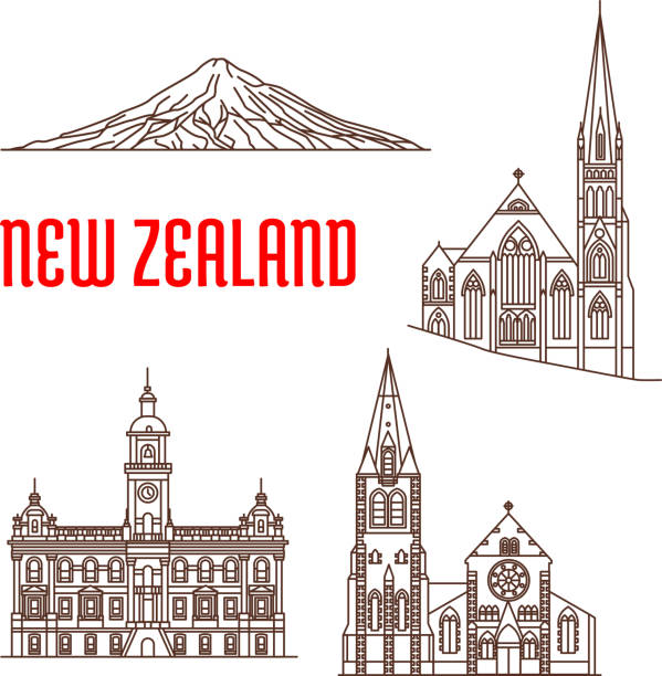Line Drawing Of New Zealand : Royalty free new zealand mountains clip art vector images