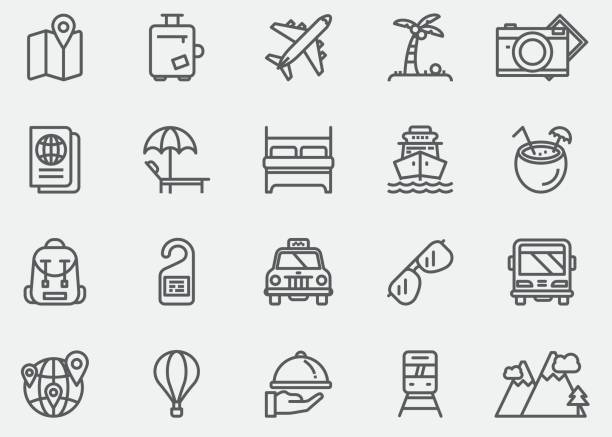 Travel Line Icons | EPS 10 Travel Line Icons  beach symbols stock illustrations