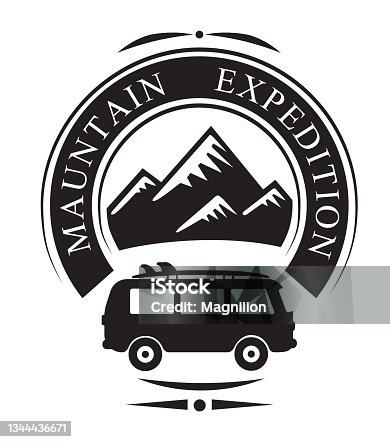 istock Travel Logo with Van 1344436671