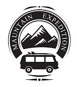 istock Travel Logo with Van 1344436671