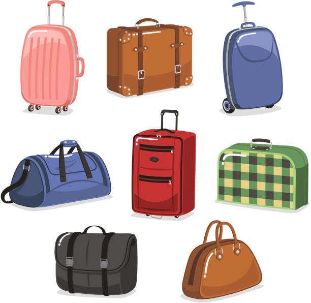 illustrations, cliparts, dessins animés et icônes de ensemble de dessin animé de bagages - bagage