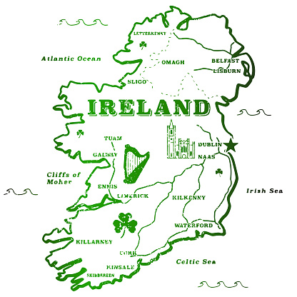 Travel Stamp Map of Ireland